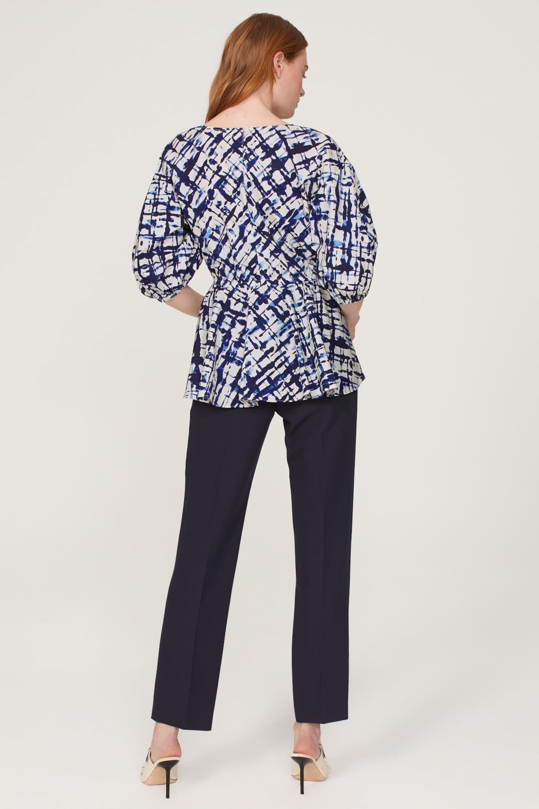 puff sleeve peplum top / ivory