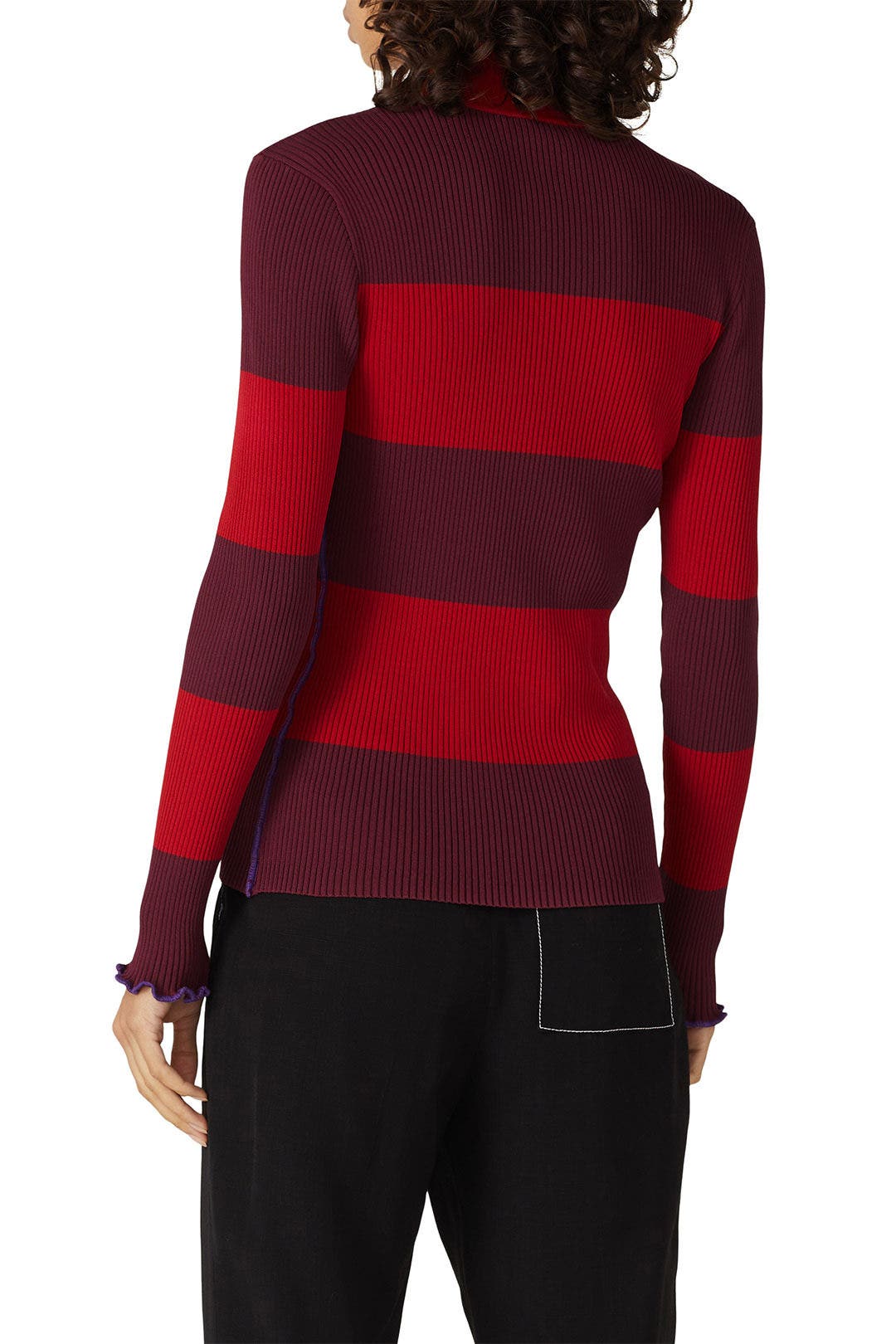 Ruffle Trim Striped Sweater by Koché x RTR 2