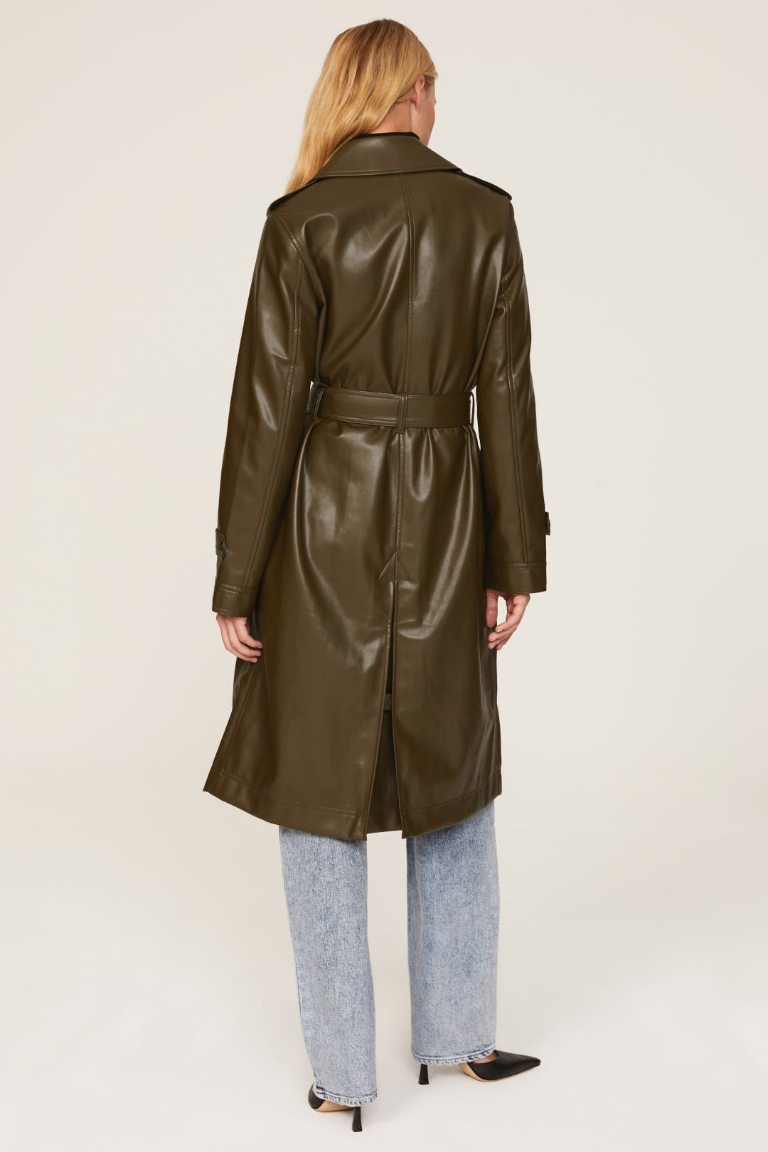 ジャケット・アウター RAFFINE FAKE LEATHER TRENCH COAT Women's Faux Leather Classic Streetwear Single Breasted