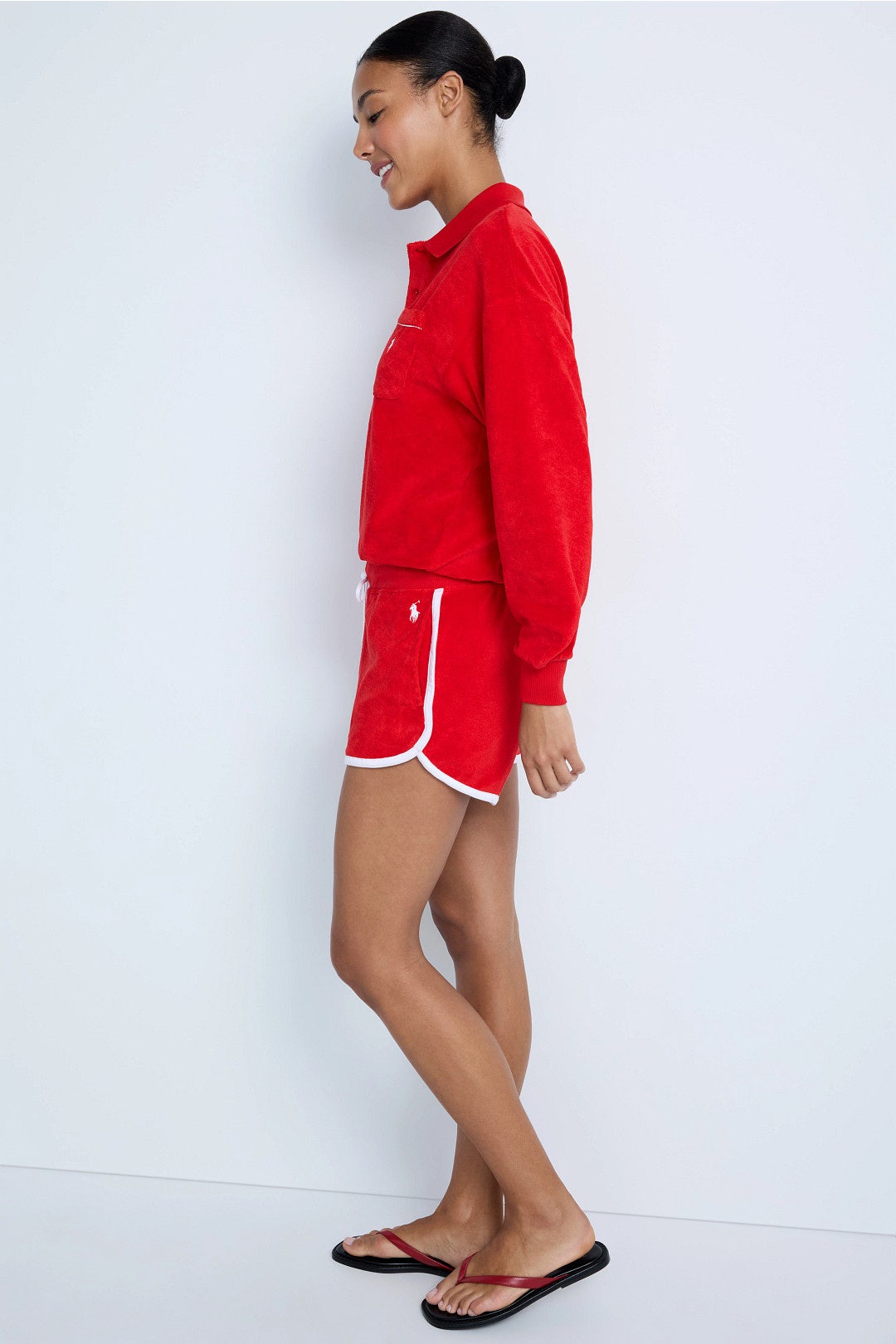 Red Terry Long Sleeve Polo Knit Top by Polo Ralph Lauren 1