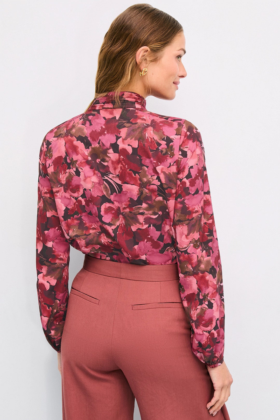 Mock Neck Puff Sleeve Blouse