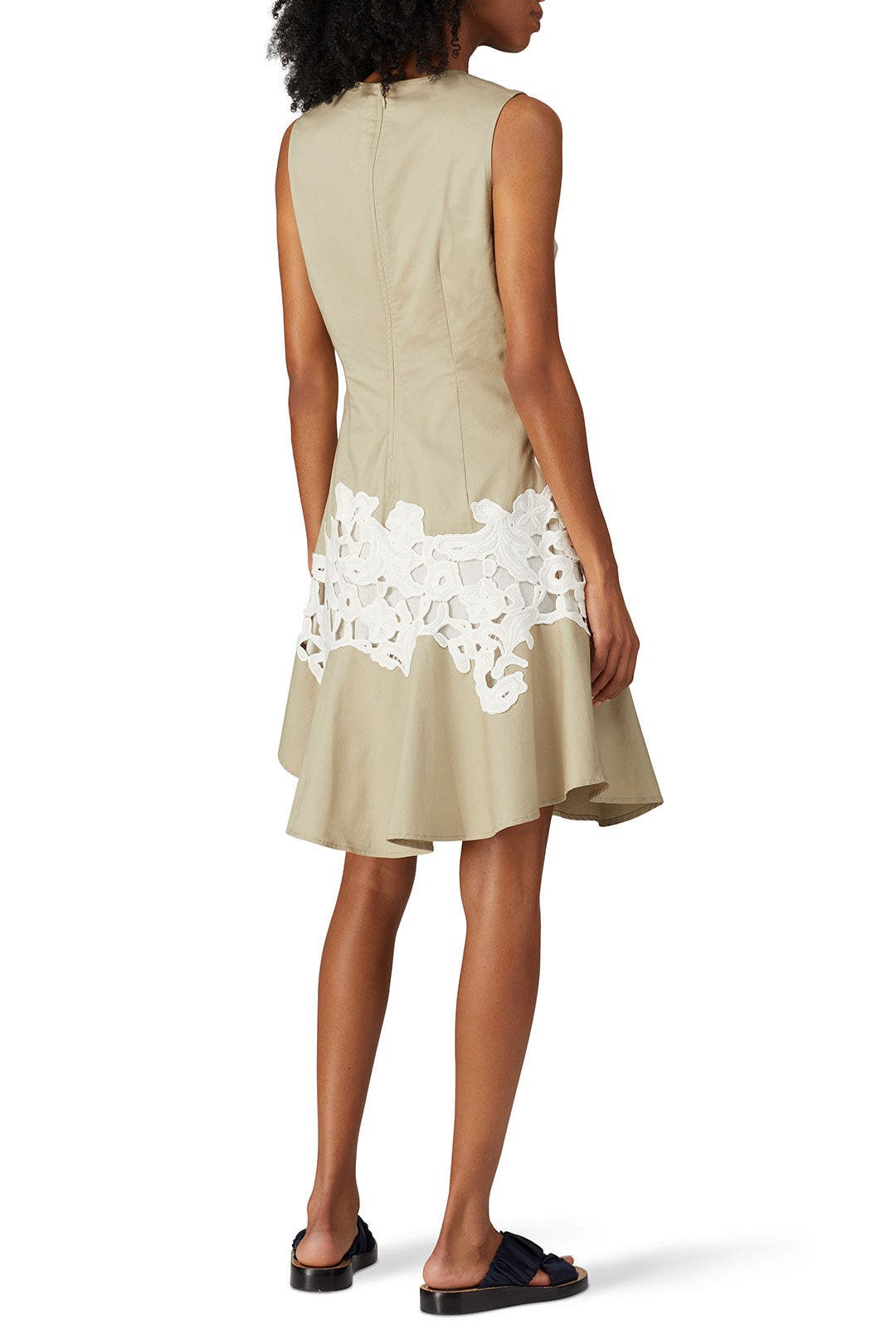Khaki Lace V-Neck Dress by Derek Lam 10 Crosby x RTR 2