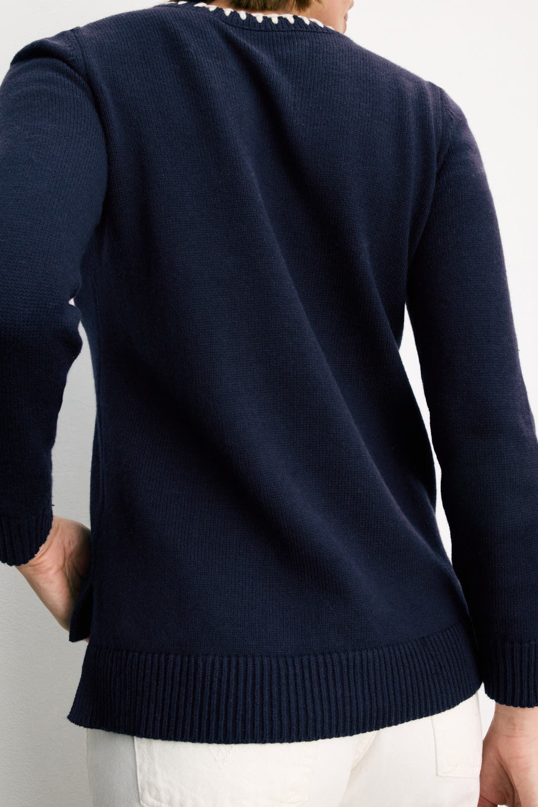 Cotton Cashmere Blanket Stitch Sweater by NIC + ZOE | Rent the Runway