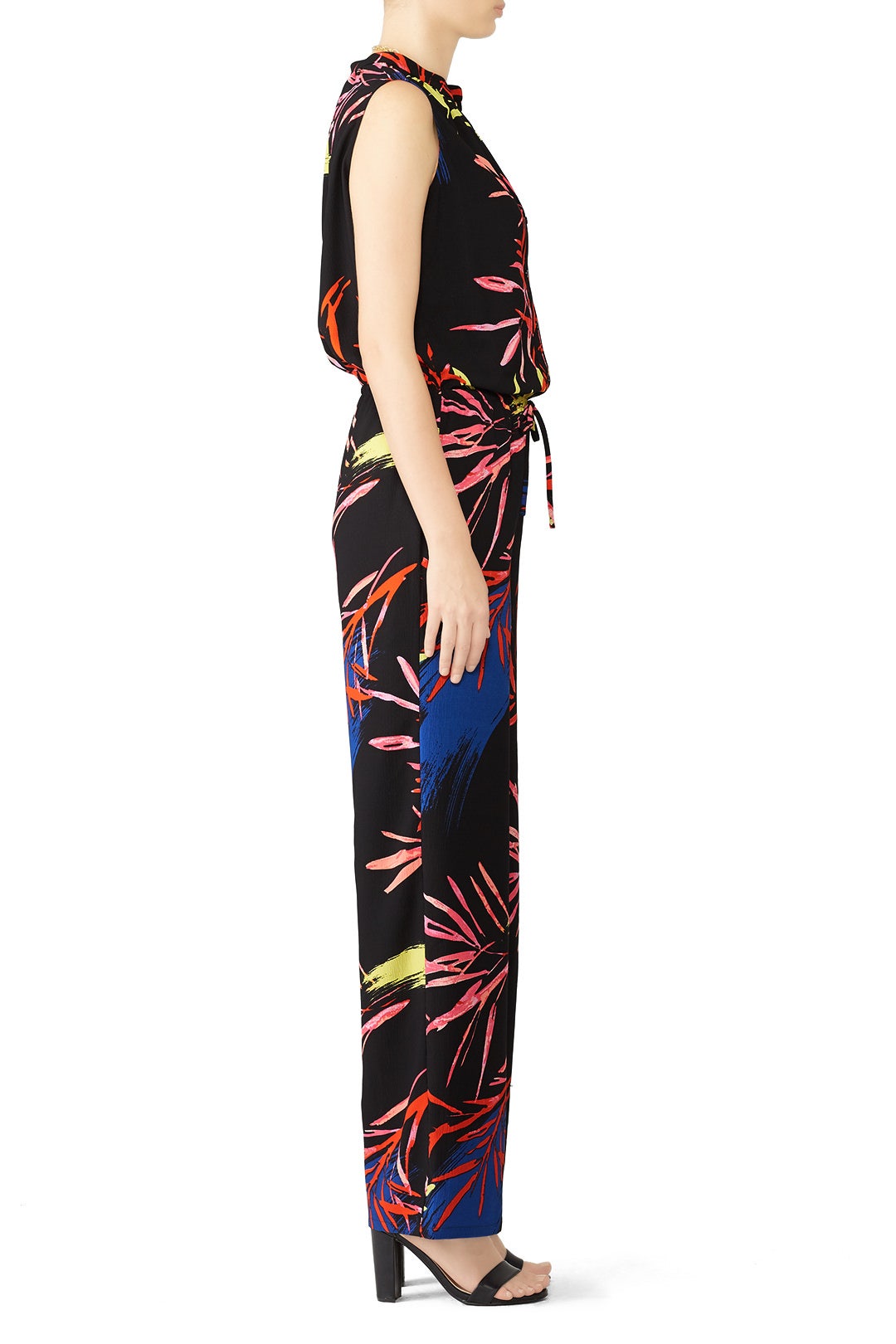 Black Leaf Print Jumpsuit  by N Natori 1