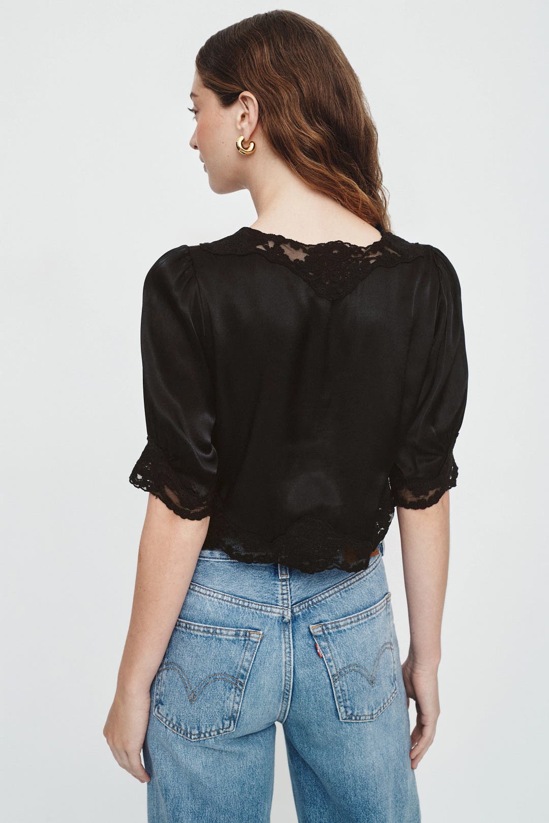 Tie Front Lace Detail Top by Rixo x RTR | Rent the Runway
