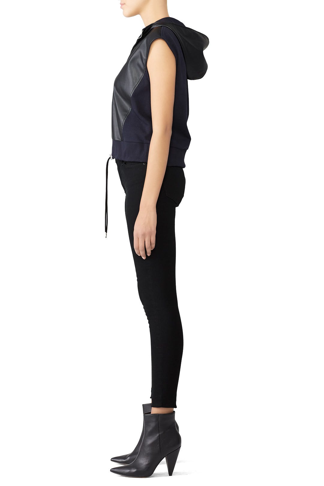 Sleeveless Faux Leather Sweatshirt by Cedric Charlier 1