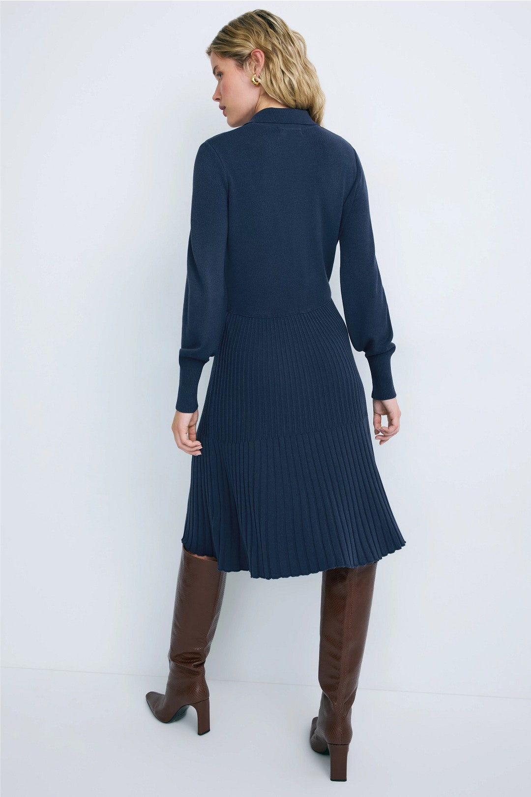 Mir Navy Knit Collared Dress by Aldomartins 2