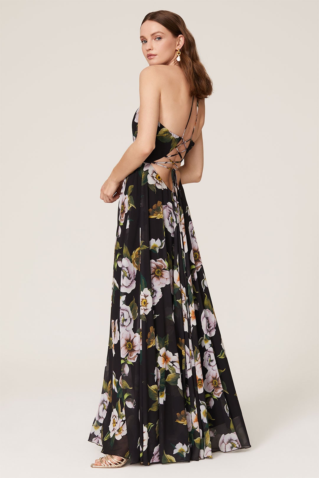 Black Floral V-Neck Maxi by FAVIANA 2