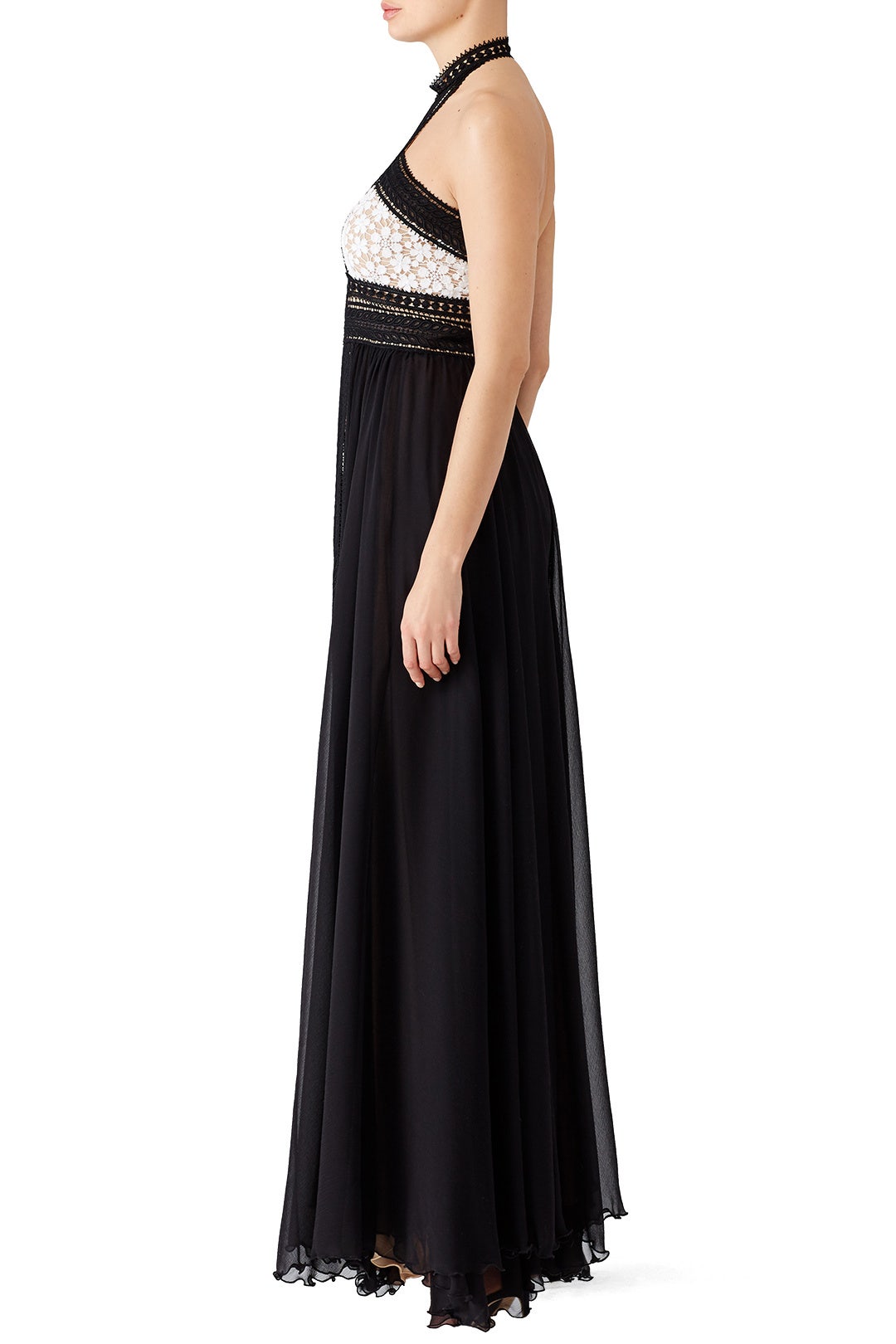 Black Lace Chiffon Gown by NAEEM KHAN 1