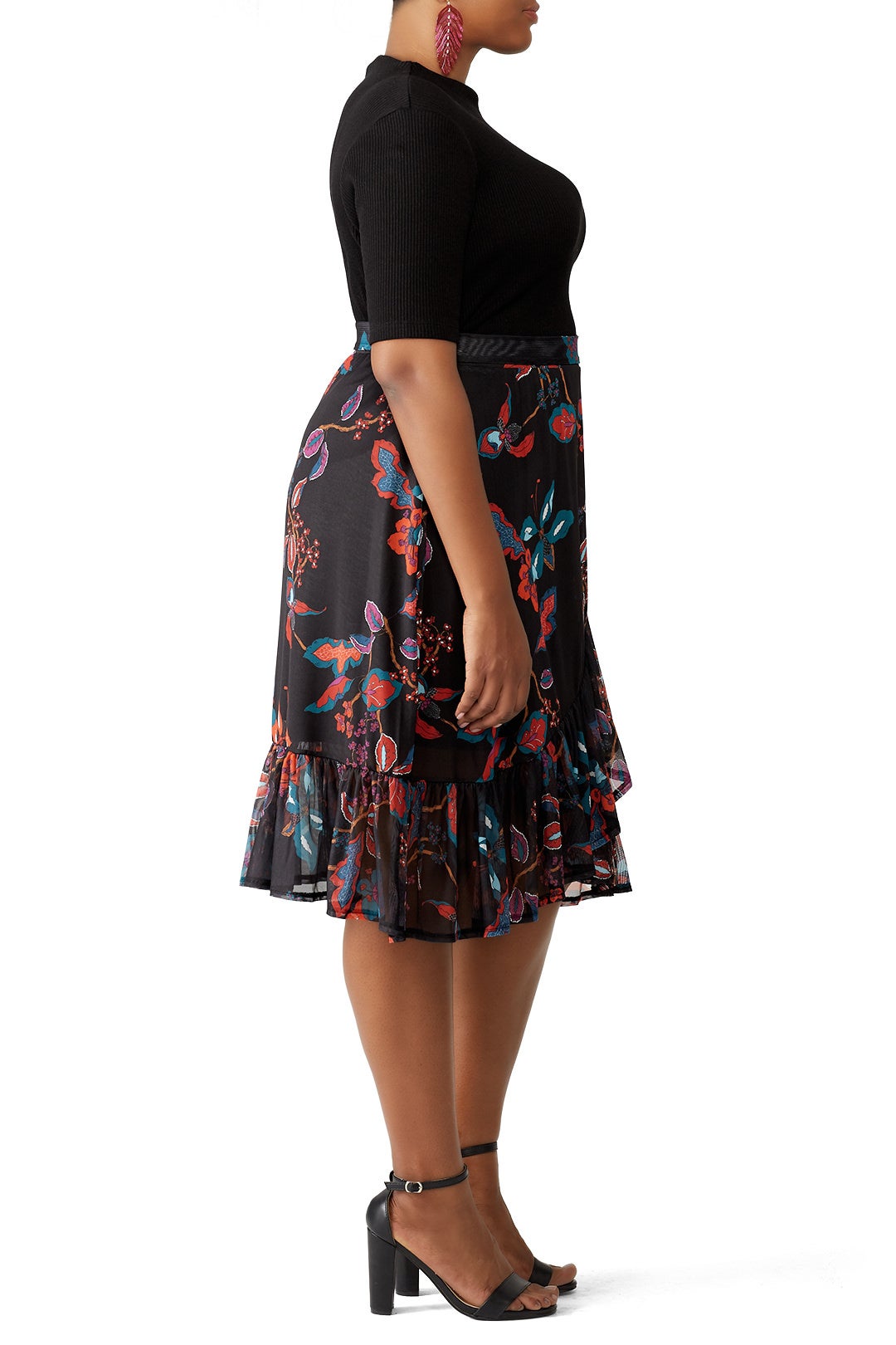 Flower Printed Mesh Skirt by JUNAROSE 2