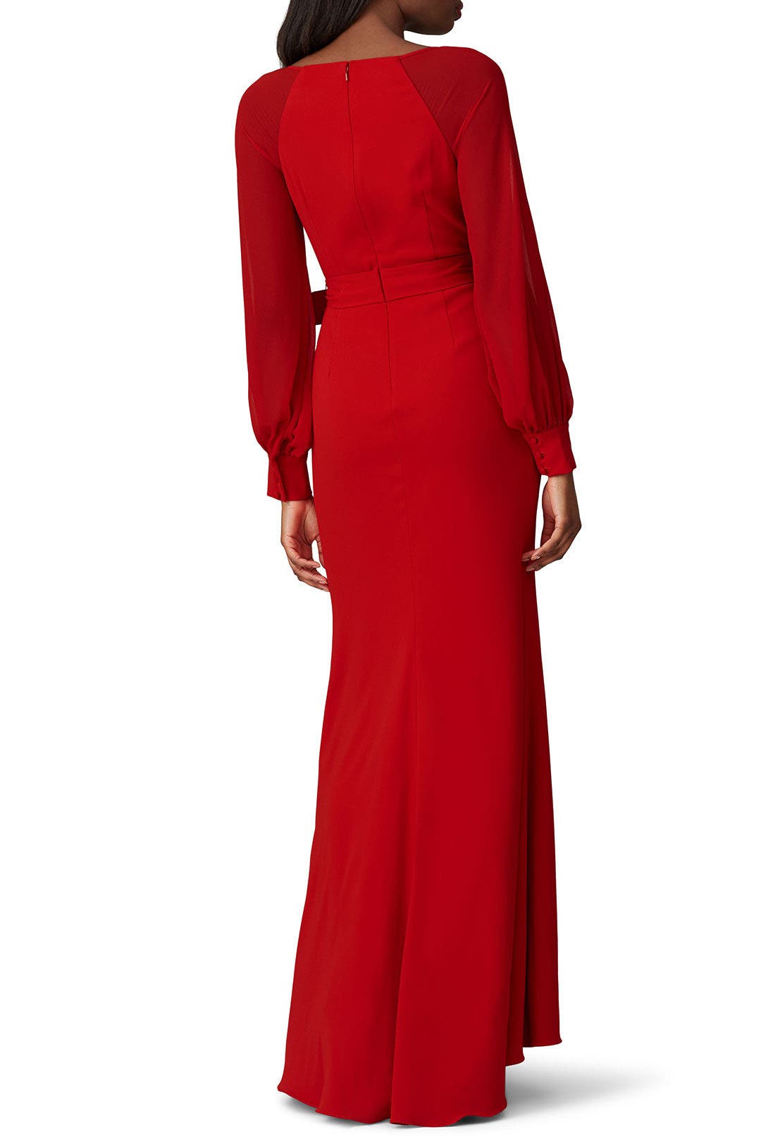 Red V-Neck Gown by Badgley Mischka 2