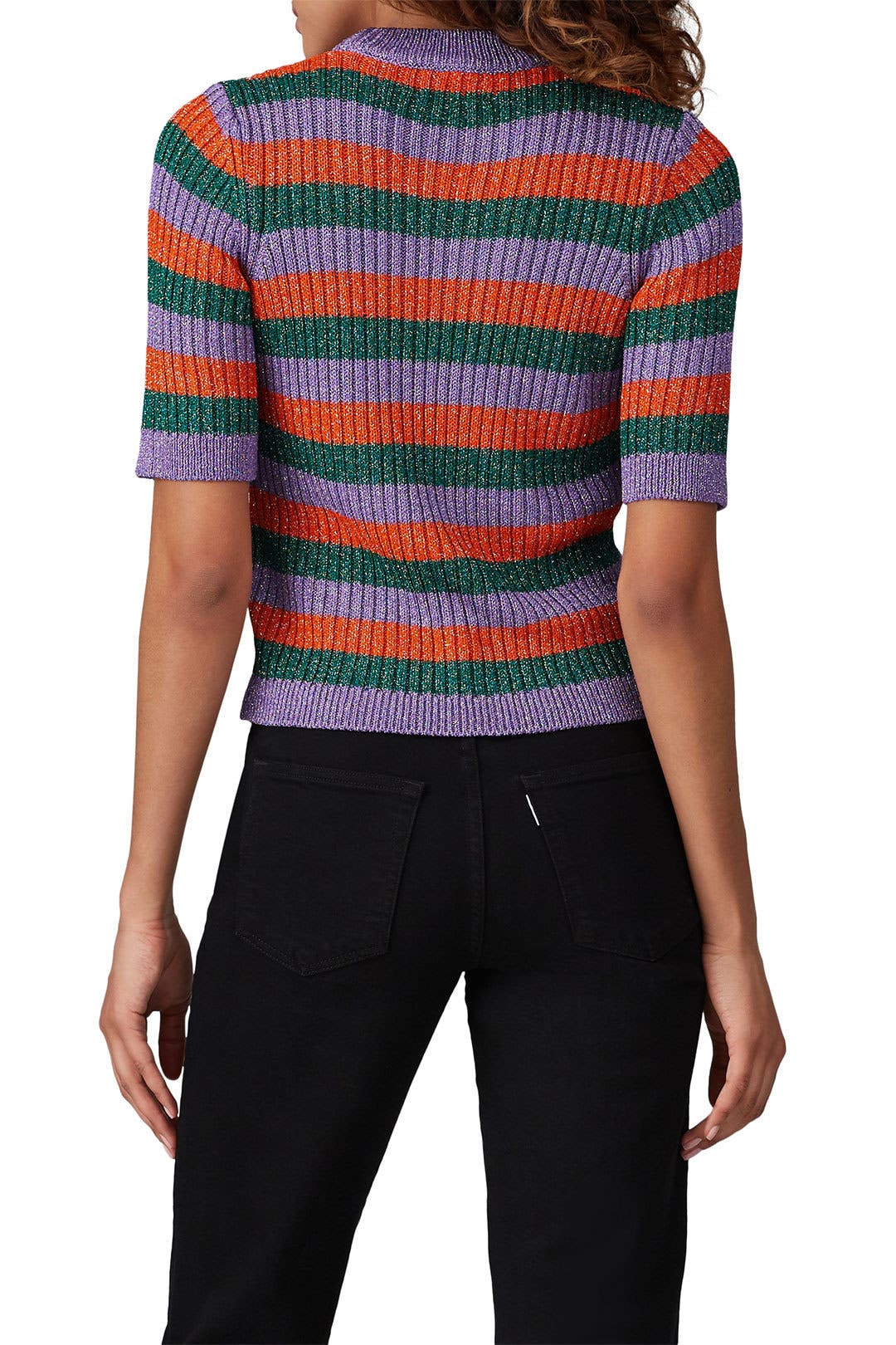 Stripe Lurex Knit Sweater by GANNI | Rent the Runway