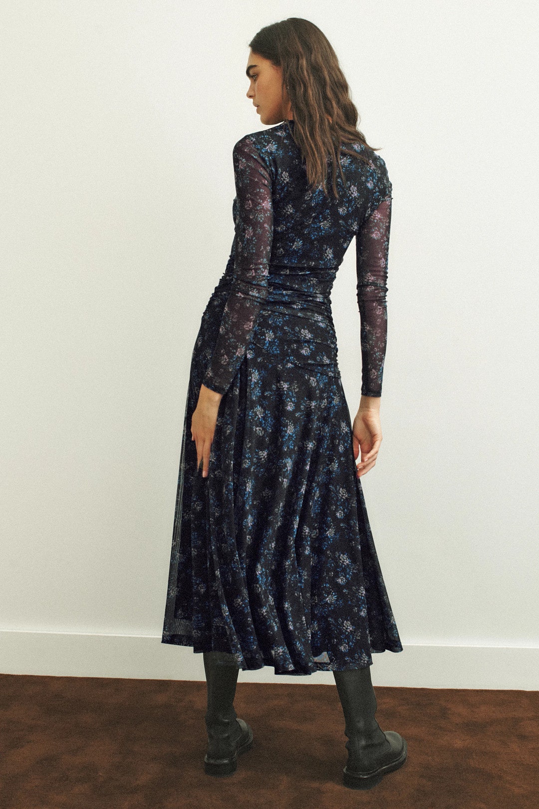 Floral Ruched Mesh Dress by GANNI 2
