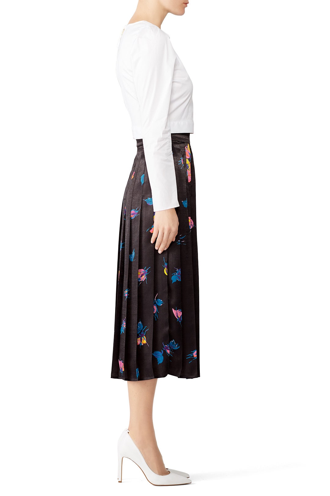 Floral Pleated Midi Skirt by MSGM 2