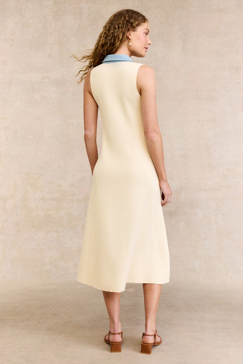 Denim Collar Placket Rib Dress by CeCe - Photo 2