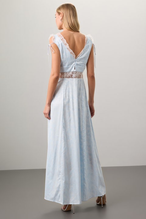 Djibril Houndstooth Jacquard + Woven Maxi Dress