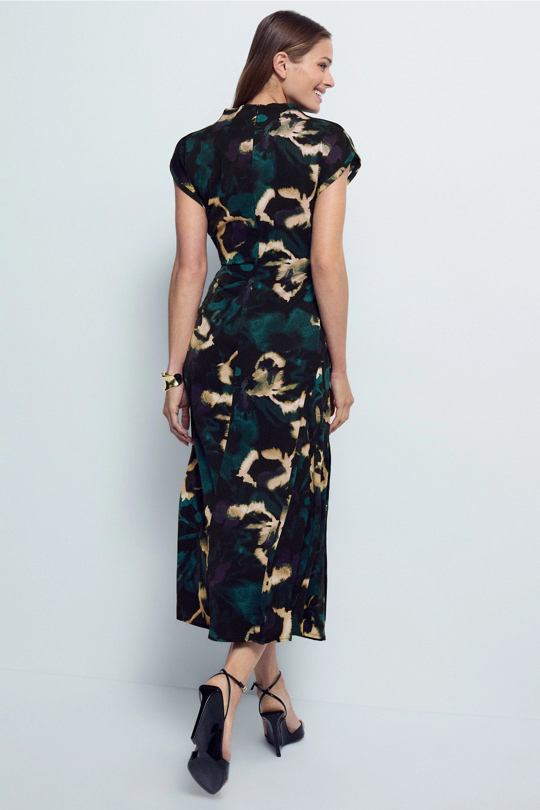 Cap Sleeve Mock Neck Midi Dress by Luxely 2