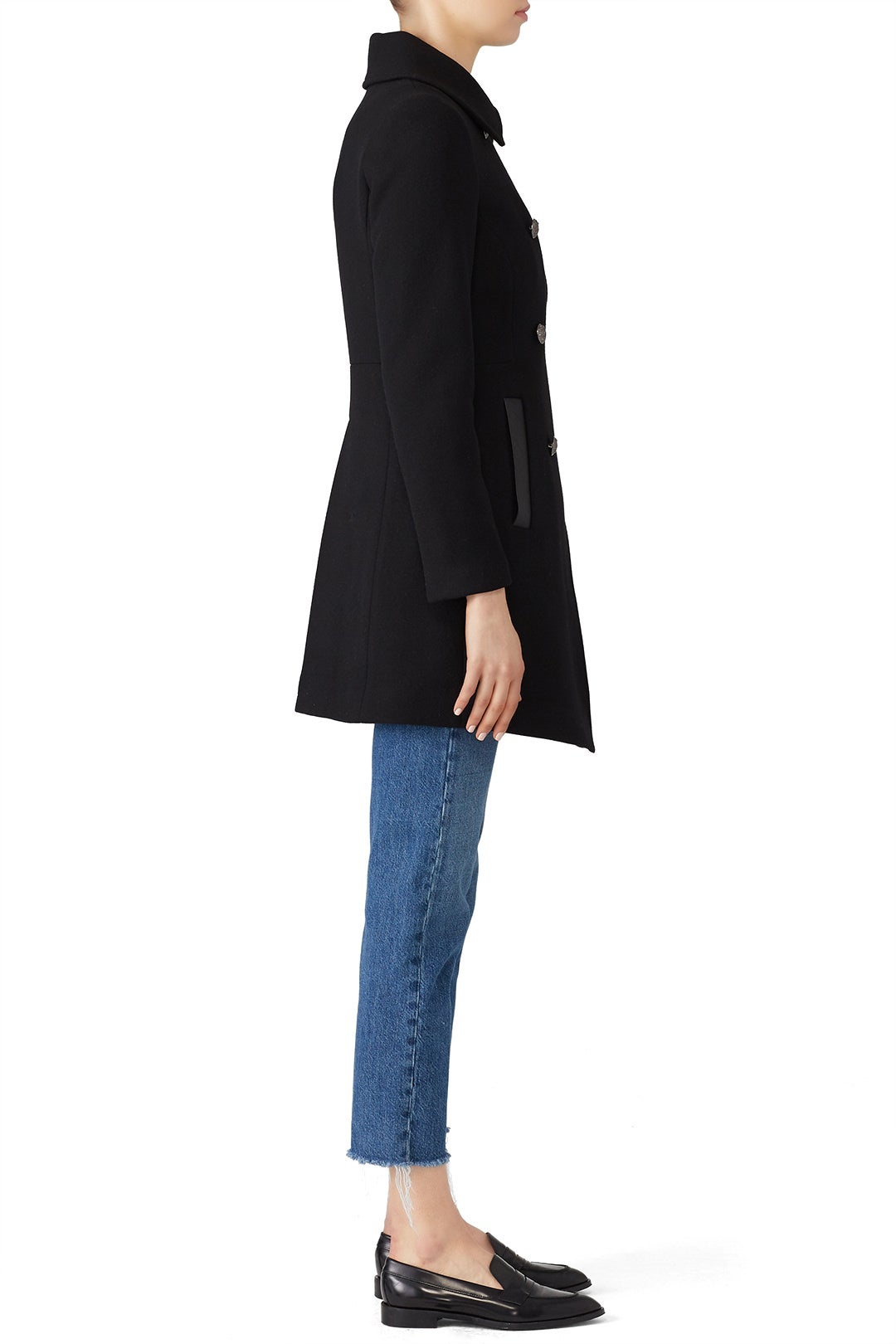 Leather Trim Military Peacoat by Trina Turk 2