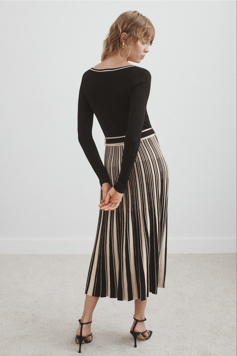 Long Sleeve Tie Waist Sweater Dress by Moon River - Photo 2