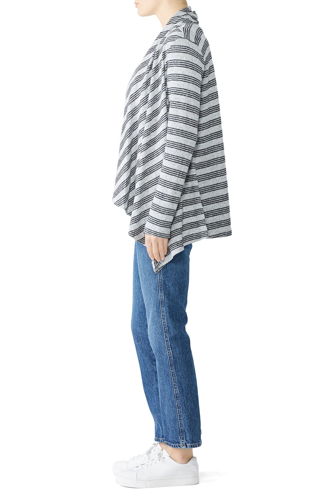 Grey Amie Cozy Stripe Cardigan by B Collection by Bobeau 2