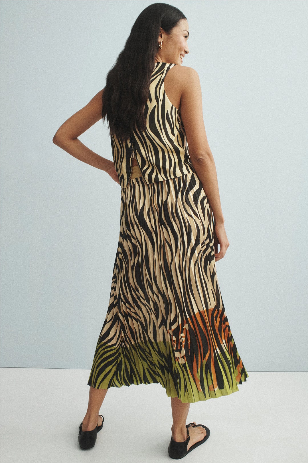 Hidden Tiger Pleated Skirt by Le Superbe 1