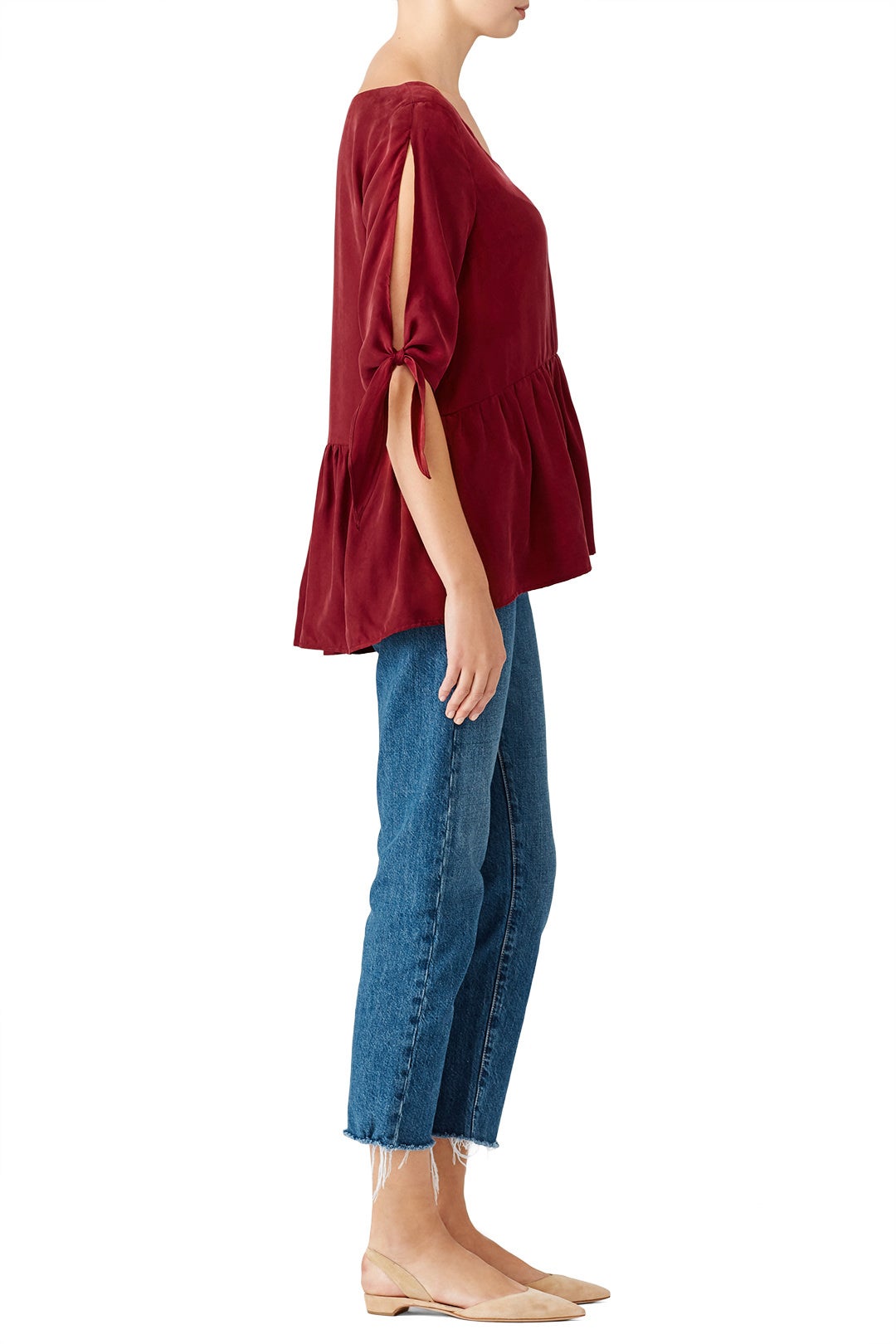 Red Tie Cuff Blouse by Paper Crown 1