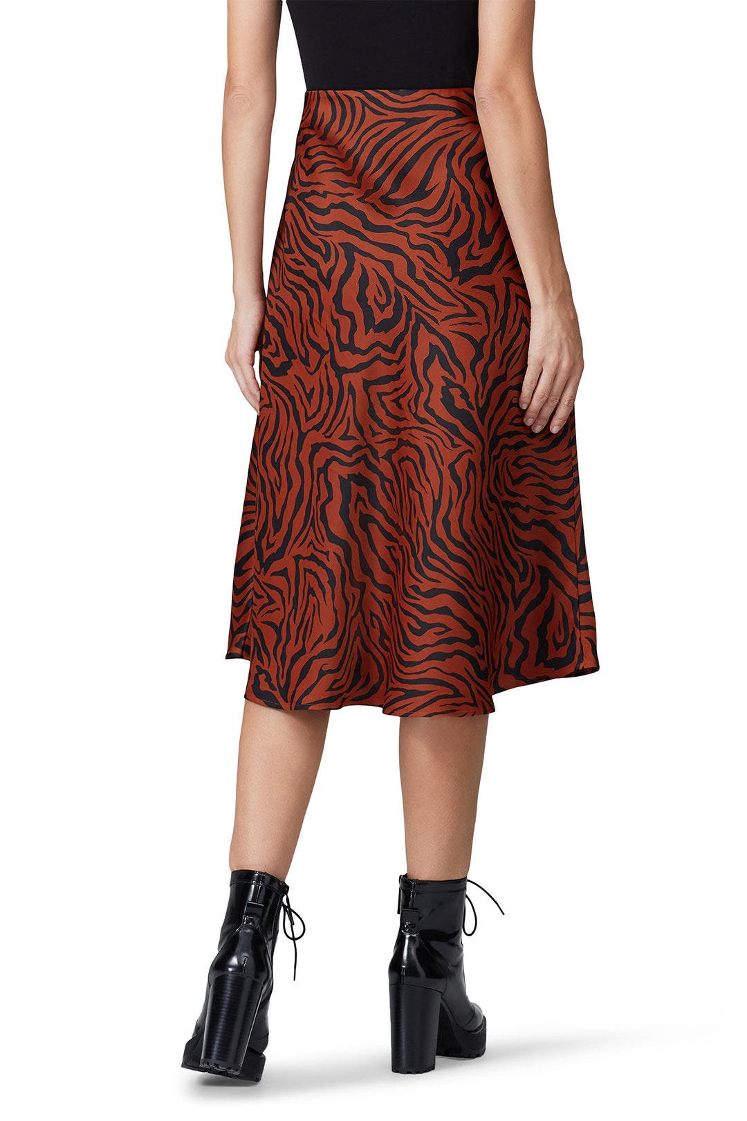 Brown Zebra Satin Midi Skirt by Sweet Baby Jamie 2