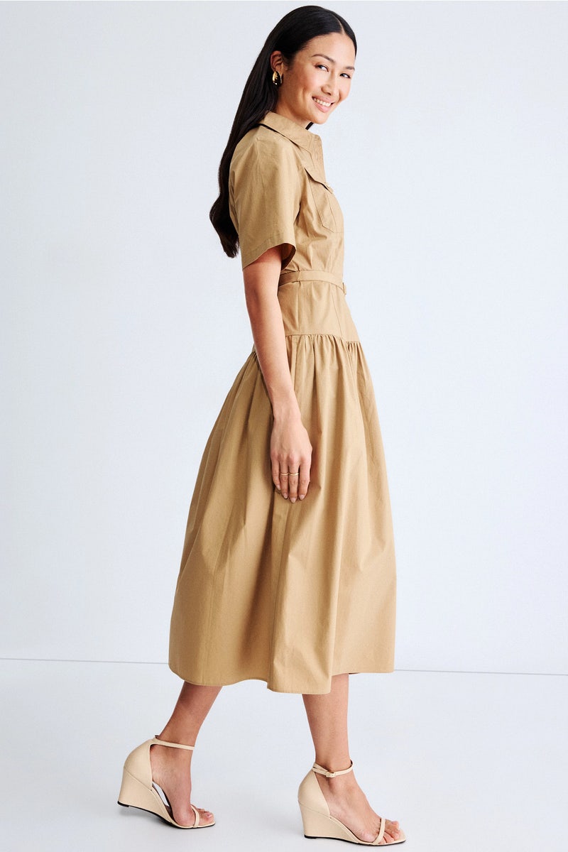 ellen tracy fit and flare dress Women's Lexi Short Sleeve Fit & Flare Midi Dress | Blue main image 0