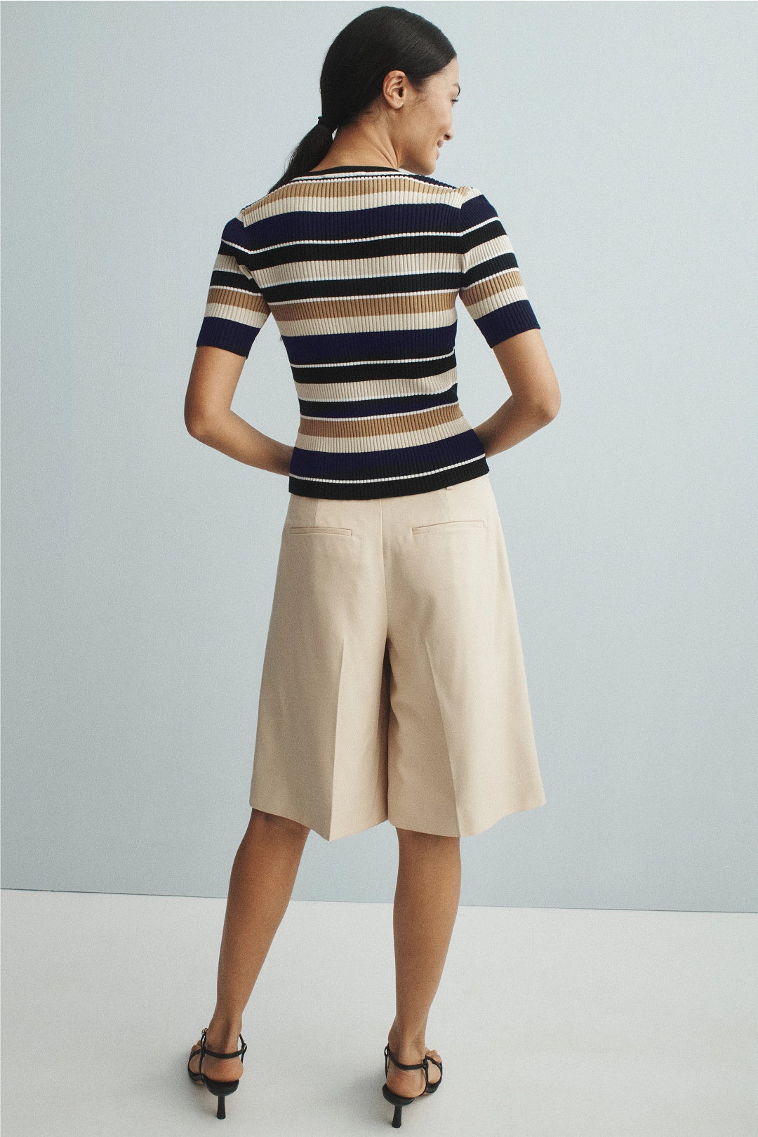Short Sleeved Striped Cardigan by Toccin 1