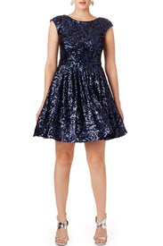 Botanical Blue Dress by Badgley Mischka