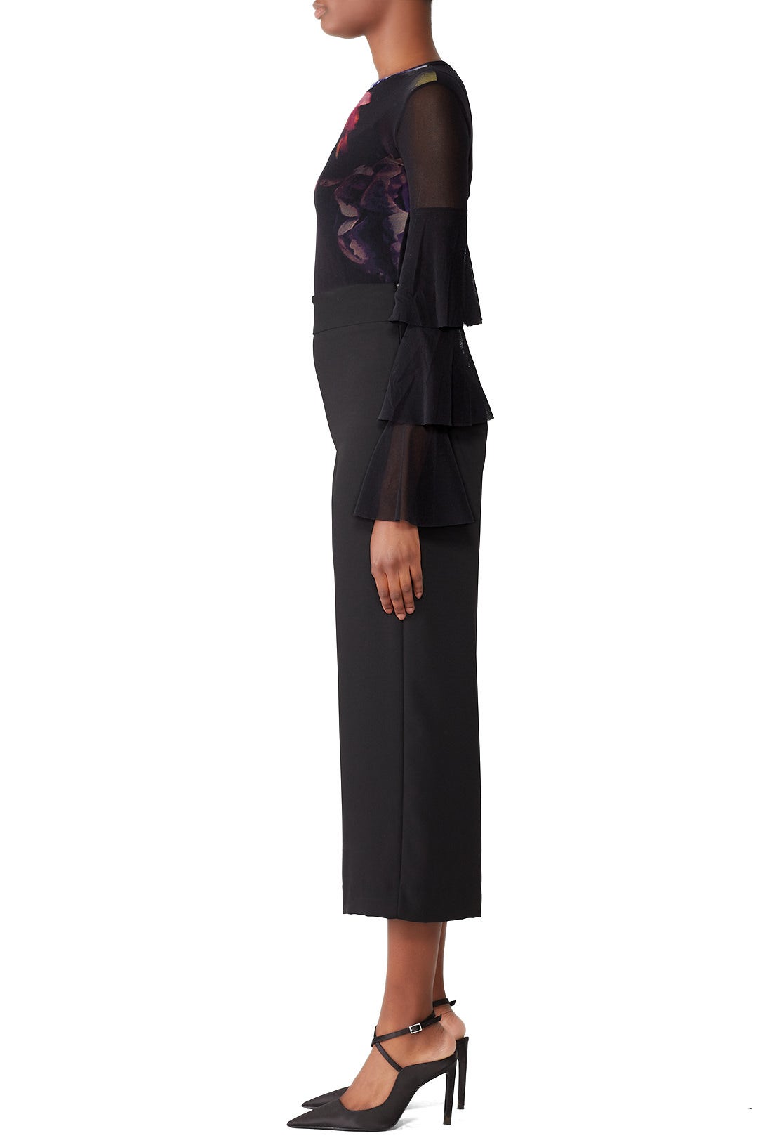 Black Ruffle Sleeves Top by Fuzzi 1