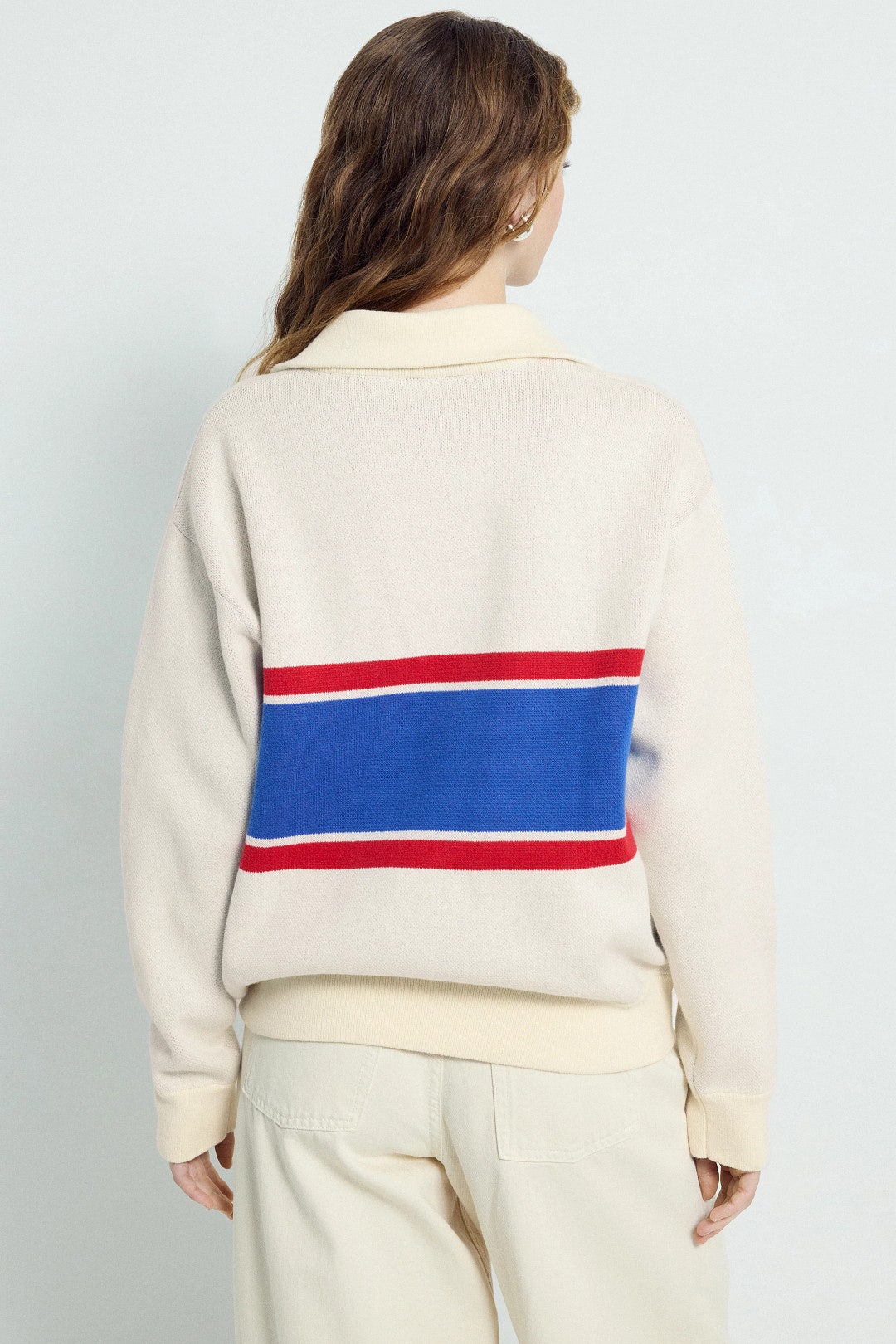 NY Giants Logo Stripe Quarter Zip Sweater by Terez 2