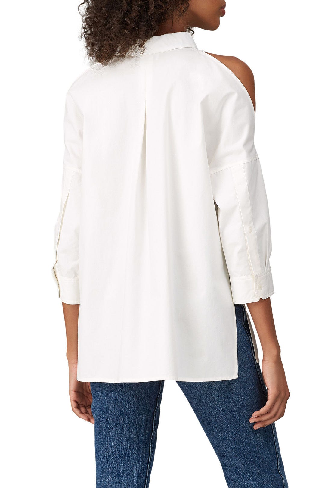 White Cold Shoulder Button Down by KF/KaufmanFranco x RTR 1