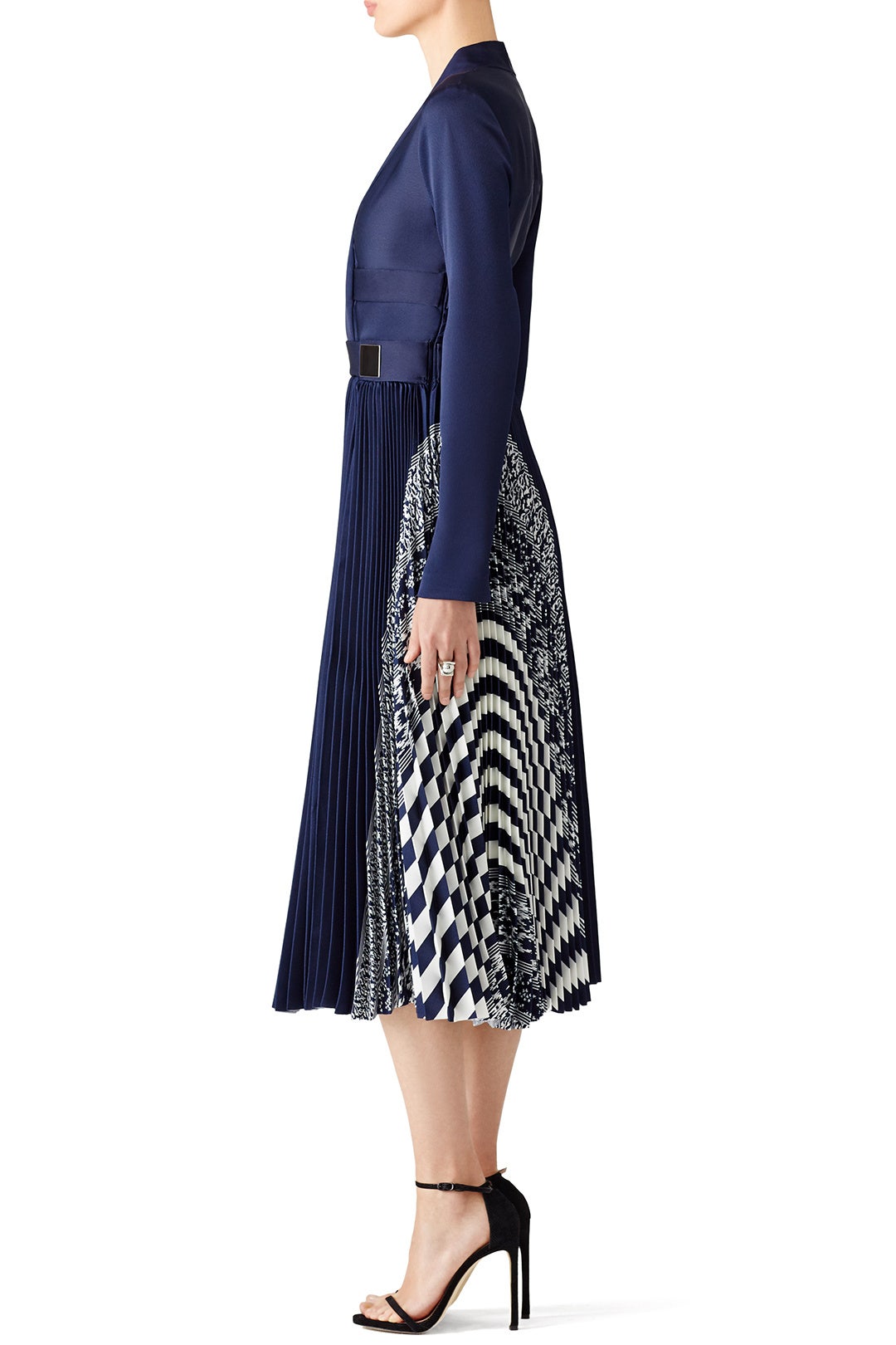Blue Printed Pleated Dress by Carven 1