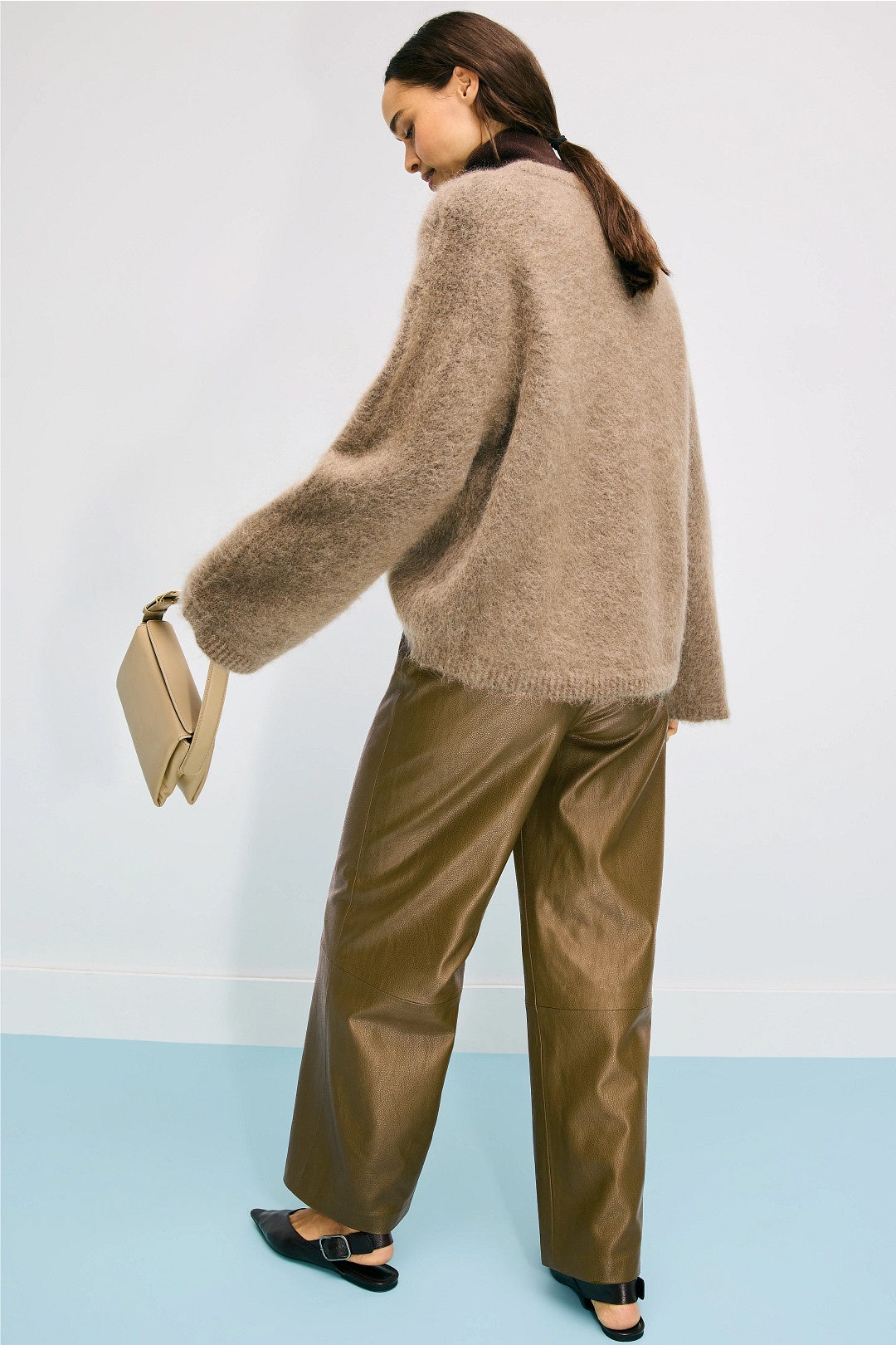 Green Faux Leather Wide Leg Pants by Rosetta Getty x RTR 2