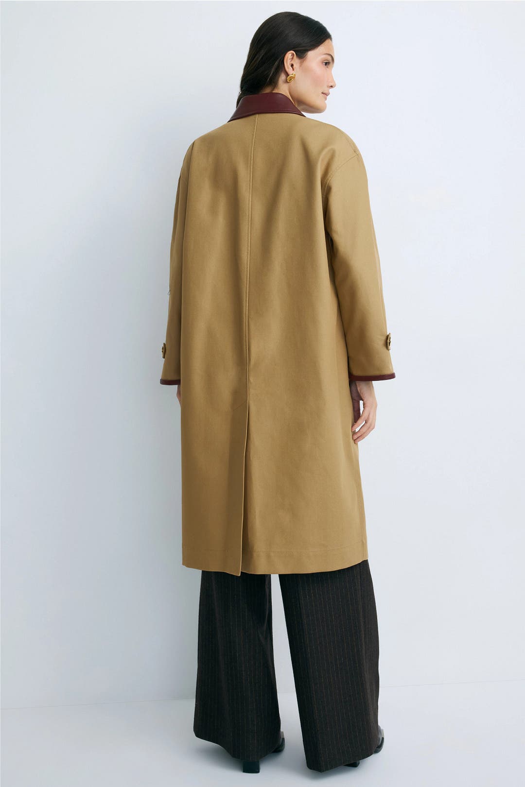 Joey Khaki Contrast Collar Trench Coat by Sandro | Rent the Runway