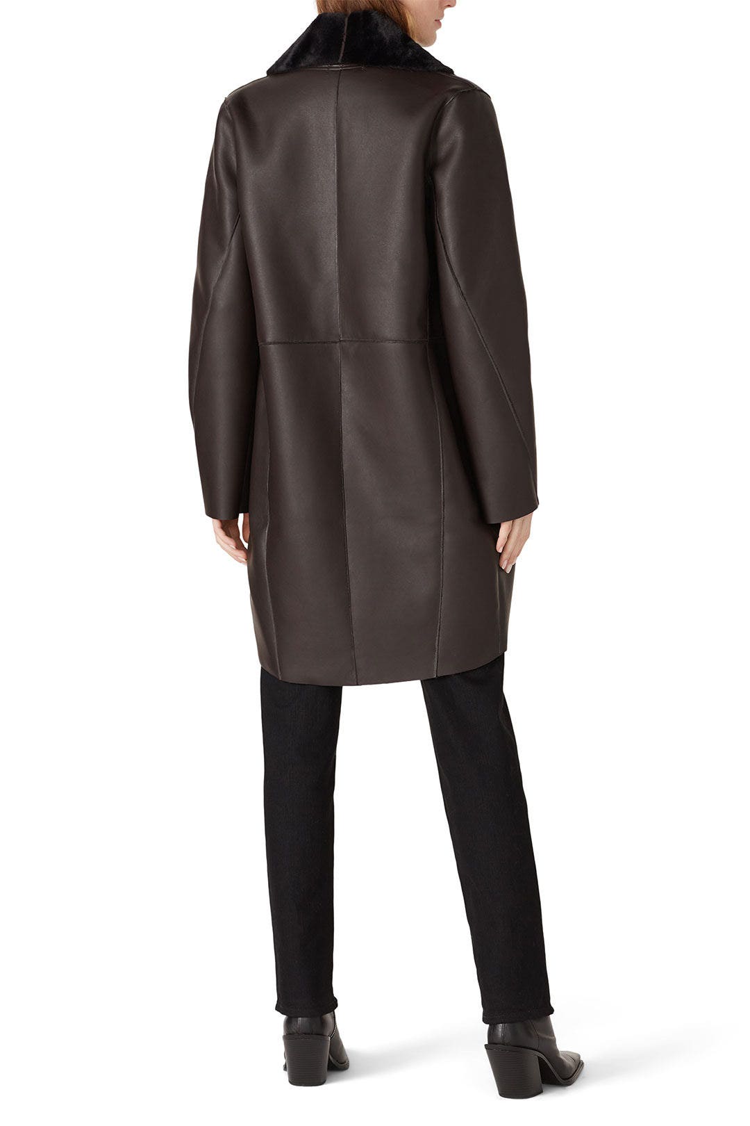 Brown Faux Leather Coat by Victor Alfaro x RTR 2