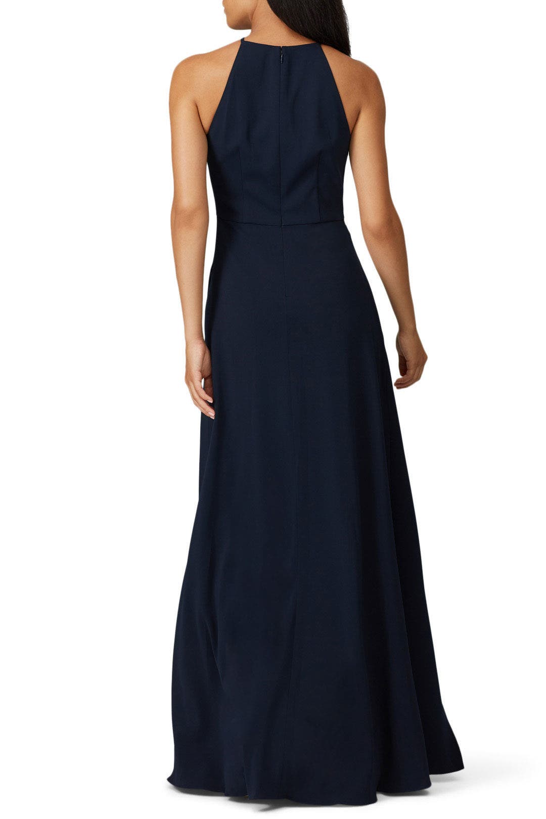 badgley mischka halter dress Navy Halter Gown