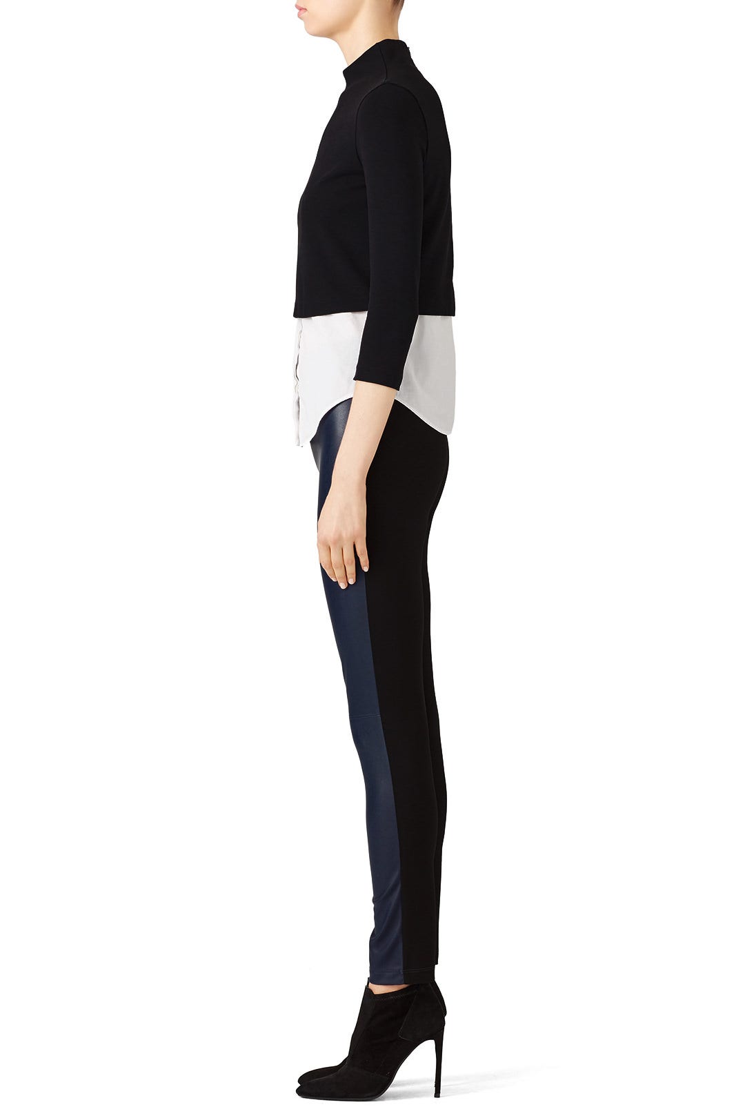 Navy Faux Leather Leggings by Slate & Willow 1