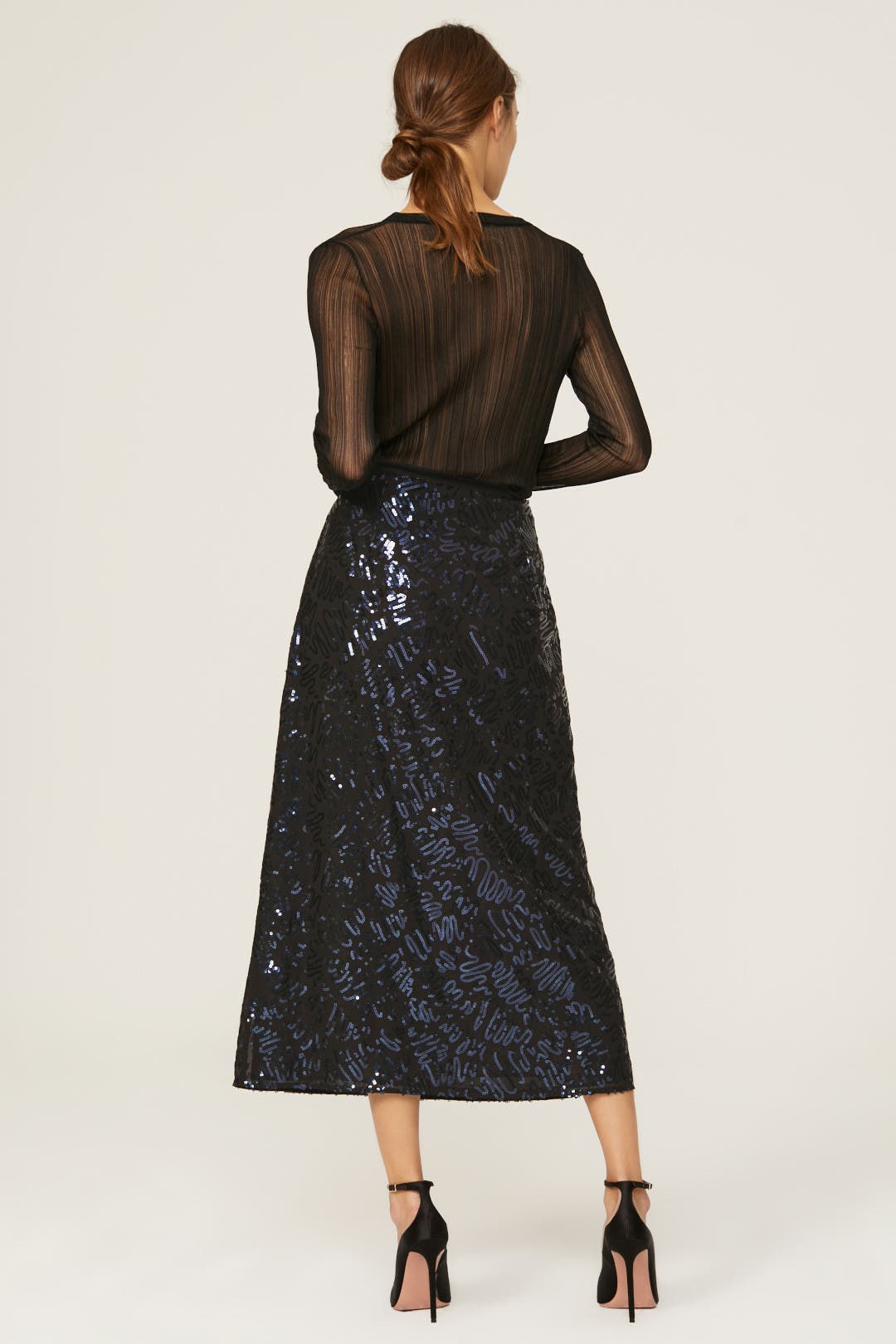 【Rixo】 Kelly sequinedミディスカート RIXO Kelly Sequined Midi Skirt in Blue | endource