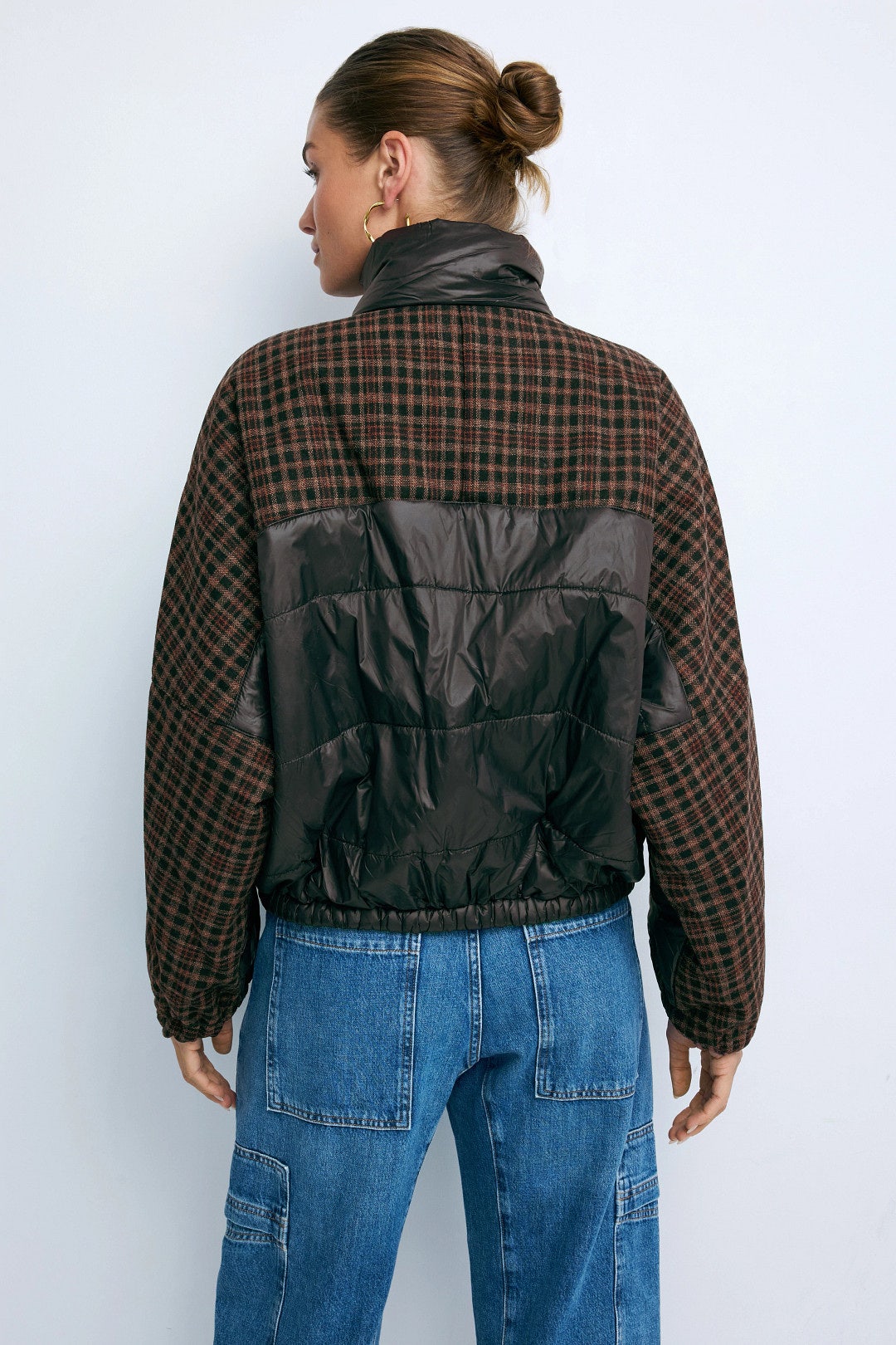 Beryl Mixed Media Quilted Puffer Coat