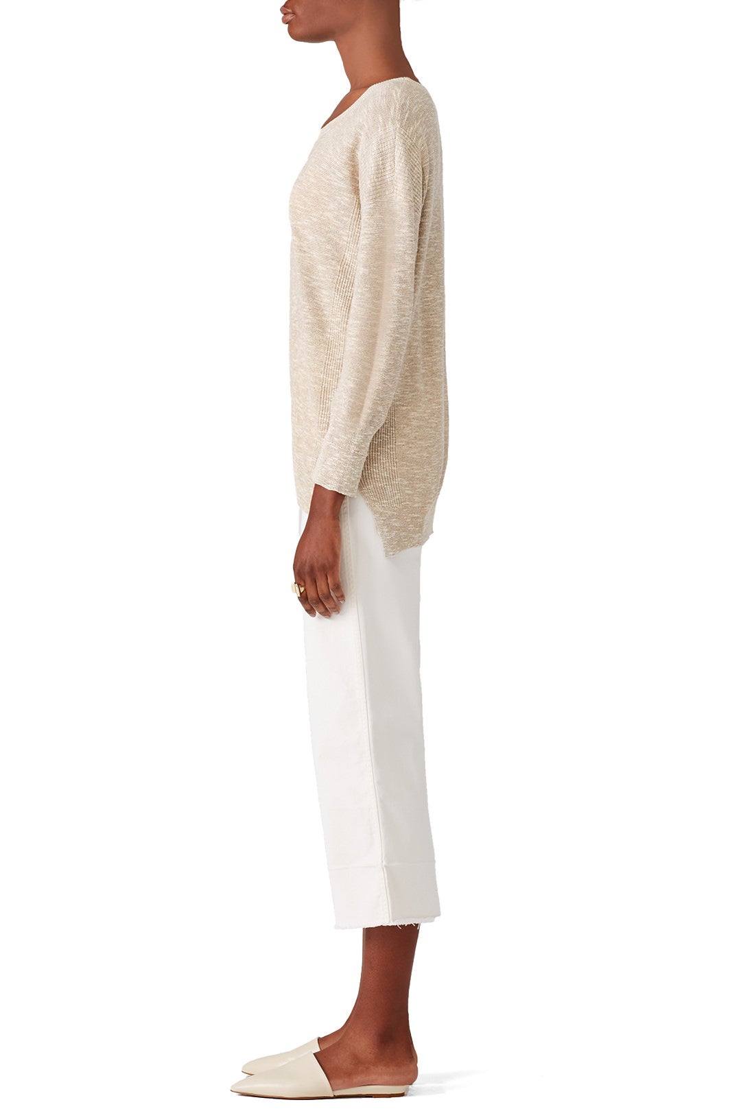 Beige Linen Sweater by HALSTON 1