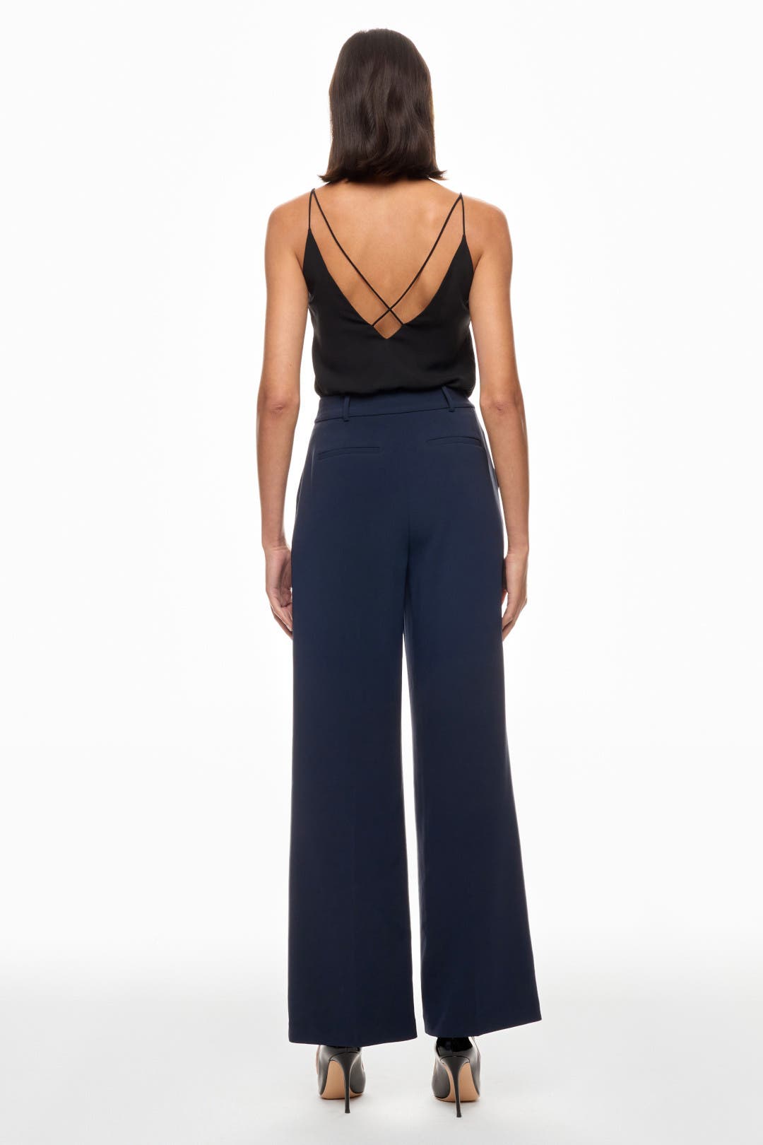 パンツ MICHAEL KORS Women Straight Pants MR4904QFAU913 Blue Michael Kors Navy Blue Flat Front Straight Leg High Rise