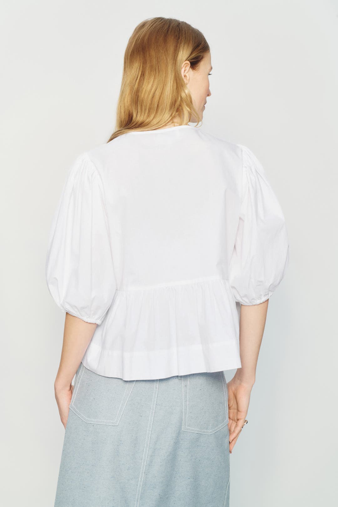 Cotton Poplin Peplum Blouse by GANNI | Rent the Runway