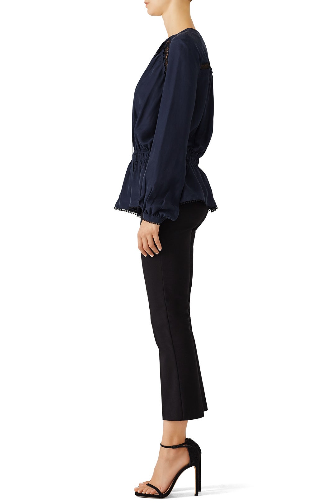 Navy Peaking Lace Tie Top by Derek Lam 10 Crosby 1