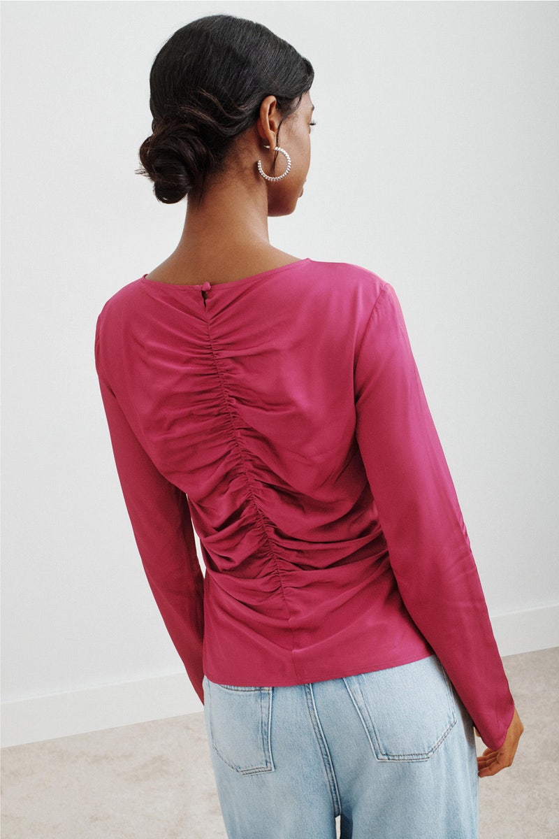 Allure Gathered Long Sleeve Blouse by THIRD FORM - Photo 2