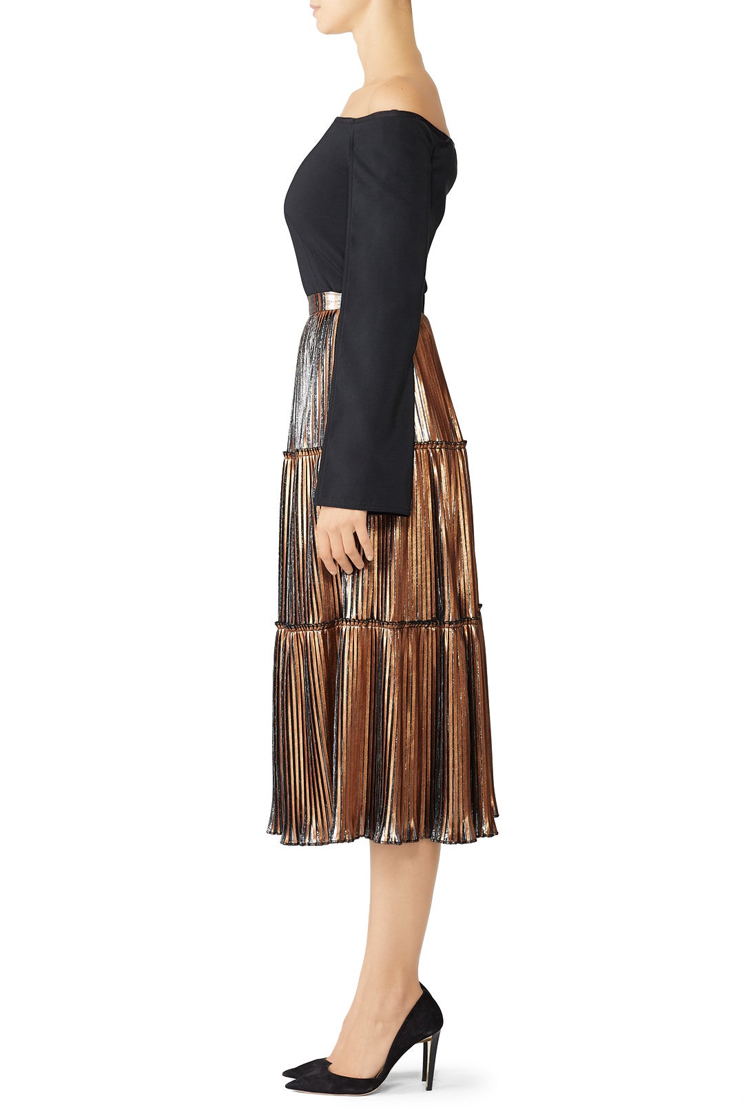 Gold Two Tone Pleated Skirt by Nicole Miller 2
