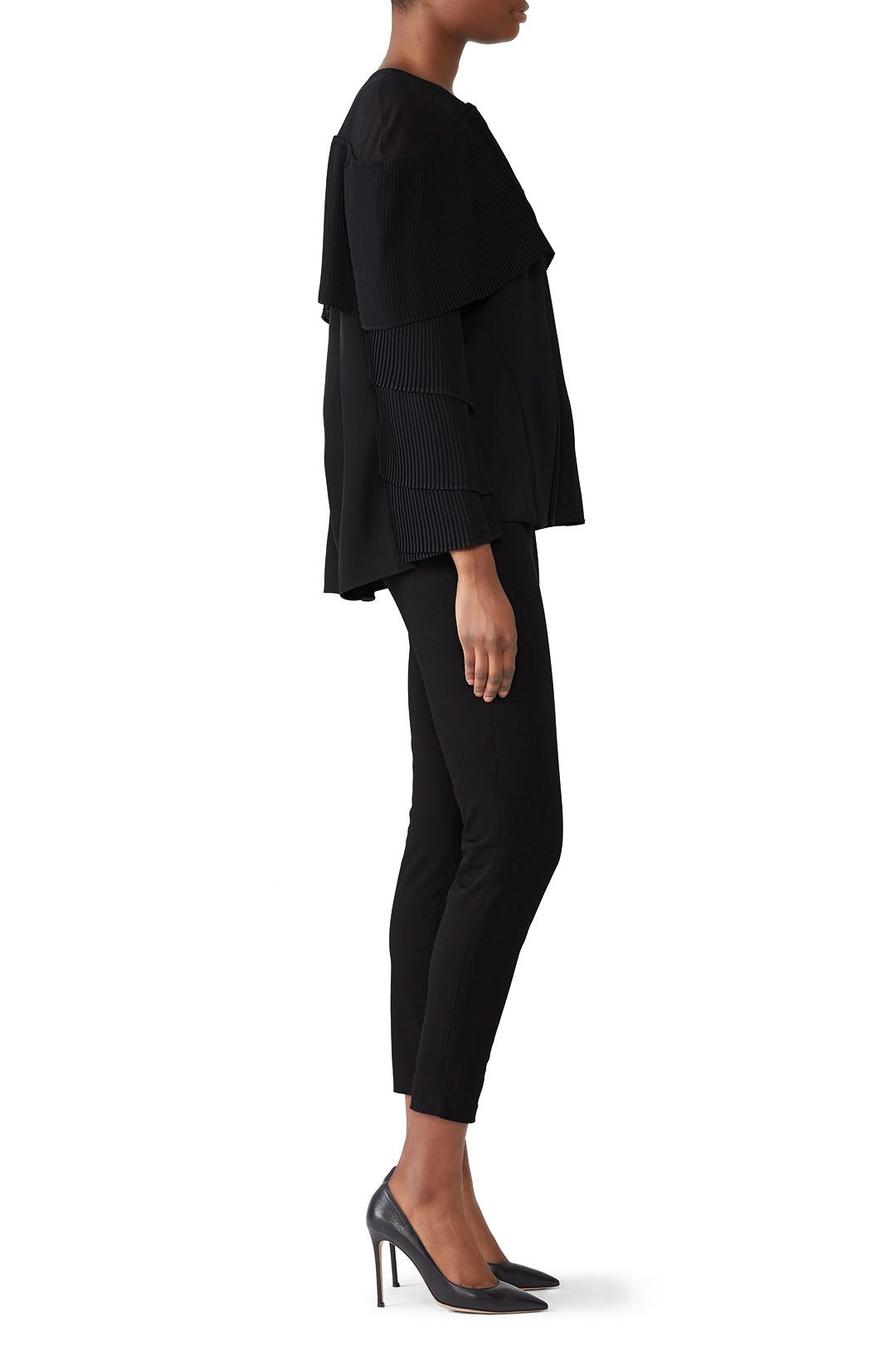 Black Pleated Sleeve Blouse by Prabal Gurung x RTR 1