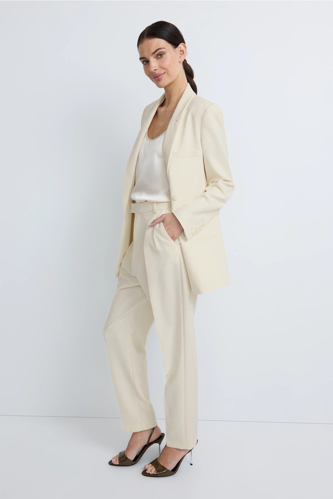 Crop Pleated Pants by LAPOINTE 1
