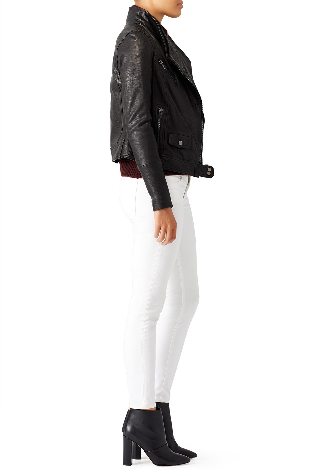 Black Leather Moto Jacket by VINCE. 2